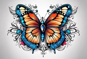 butterfly with blue wings. heart inside tattoo idea