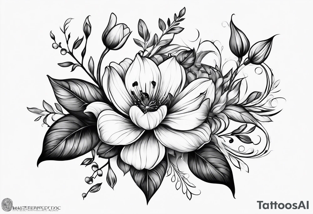 long floral stem tattoo idea