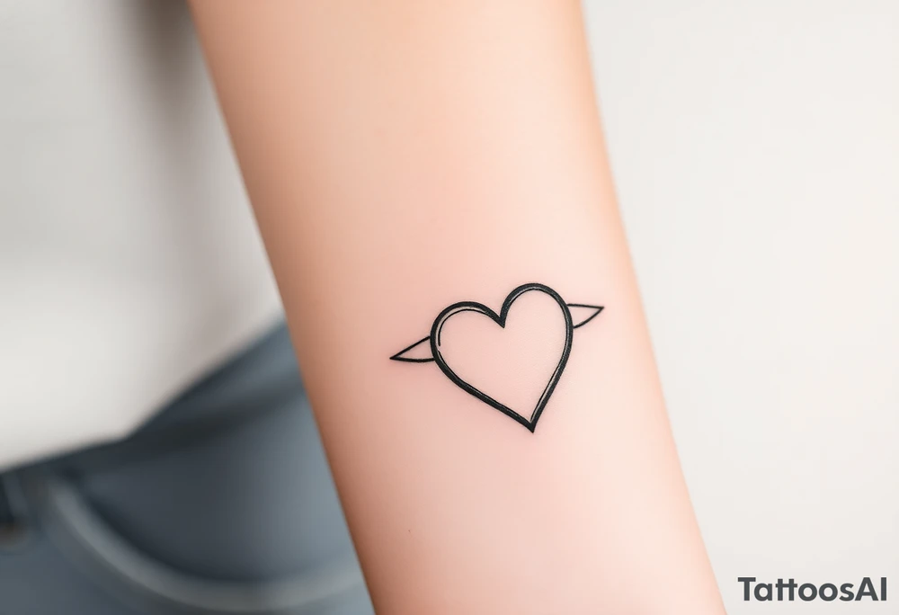 Minimalist tattoo for women who love travel and science, make feminine. For forearm. Should be small, aeroplane and heart tattoo idea