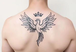 Minimal phoenix and crown tattoo idea