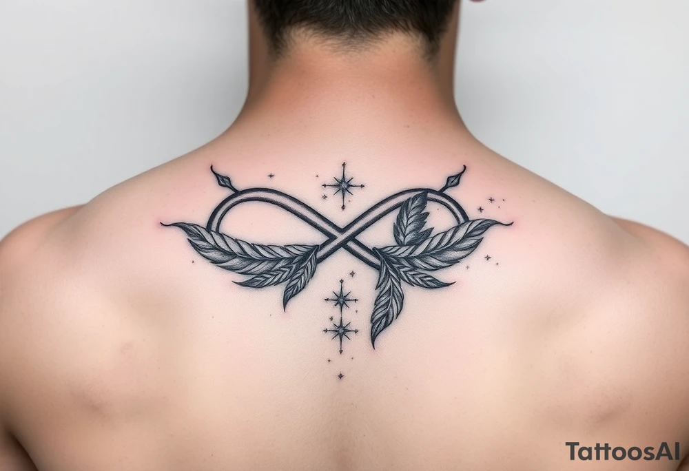 infinity symbol woven with floating feathers and stardust tattoo idea infinity symbol woven with floating feathers and stardust tattoo idea