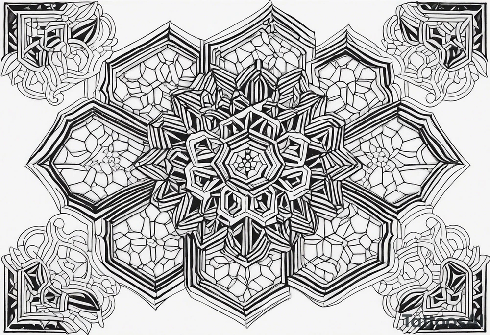 Even honeycomb pattern containing snowflakes tattoo idea
