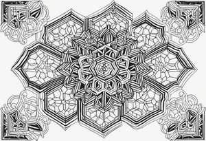 Even honeycomb pattern containing snowflakes tattoo idea
