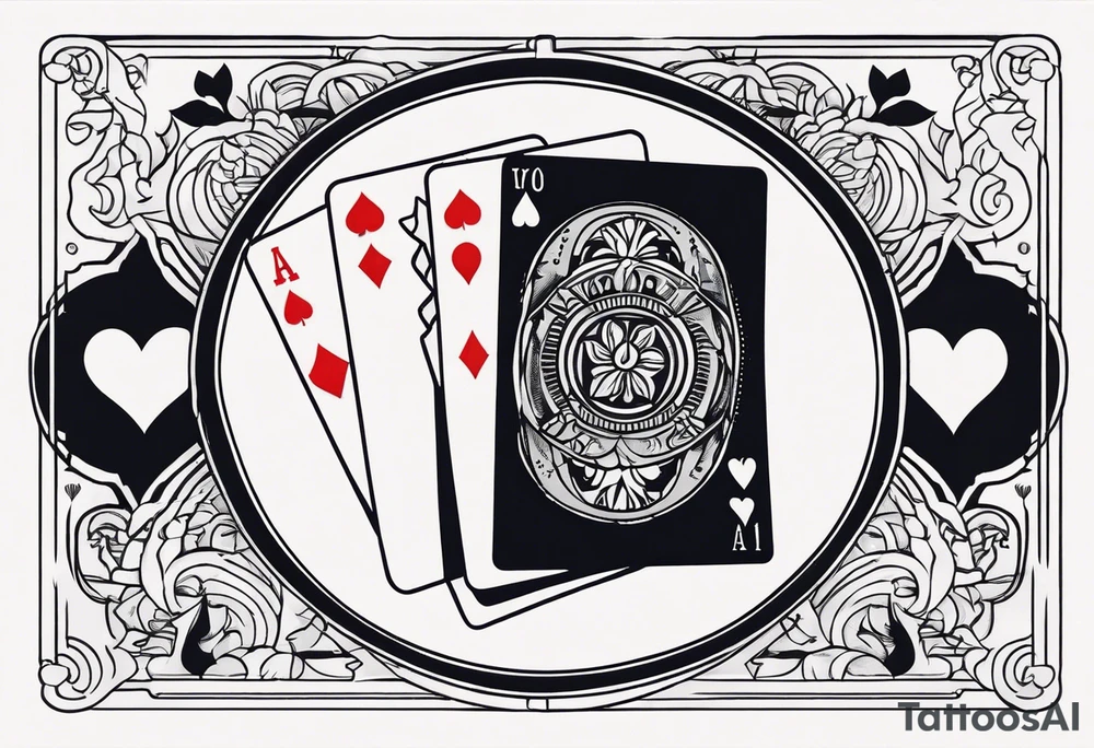 Vinyl lp with a Hand of cards inside tattoo idea