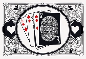 Vinyl lp with a Hand of cards inside tattoo idea