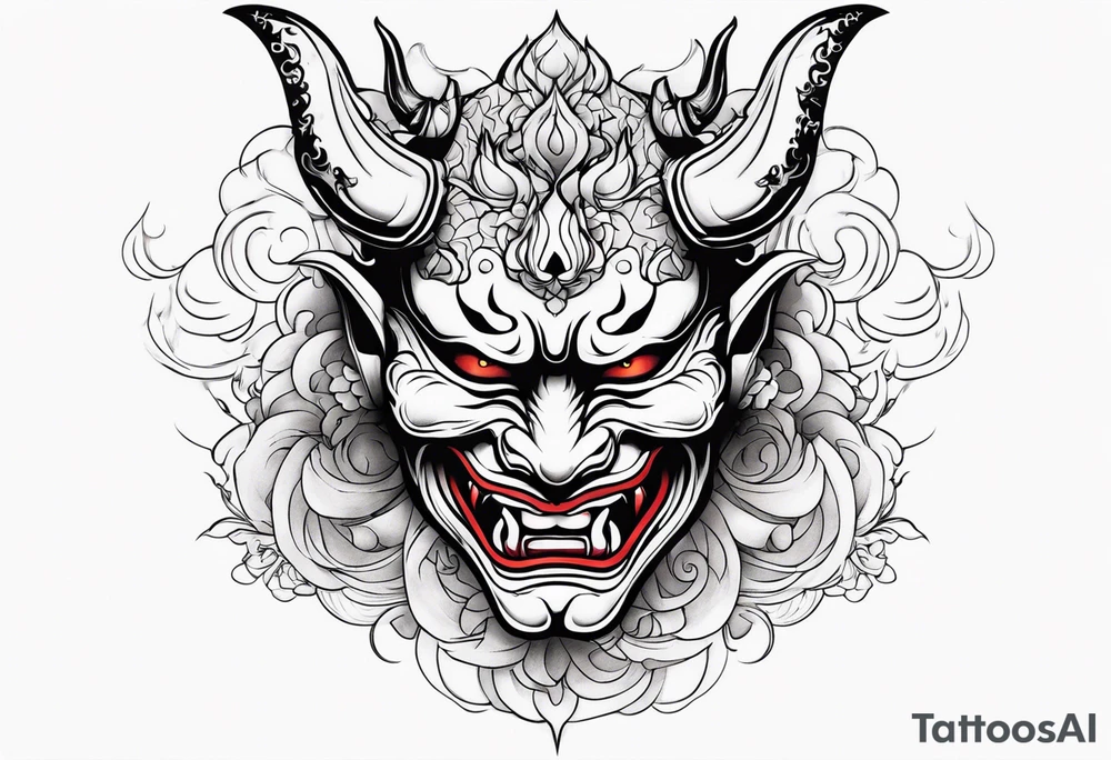 hannya with gueixa and smoke tattoo idea