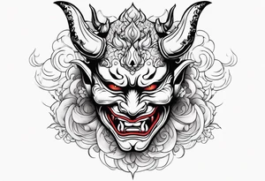 hannya with gueixa and smoke tattoo idea
