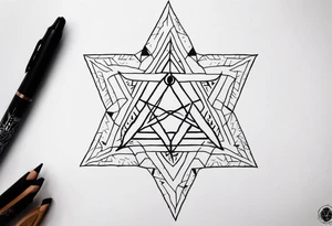 knee tattoo with unicursal hexagram from Thelema tattoo idea