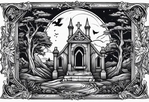 Graveyard with reaper tattoo idea