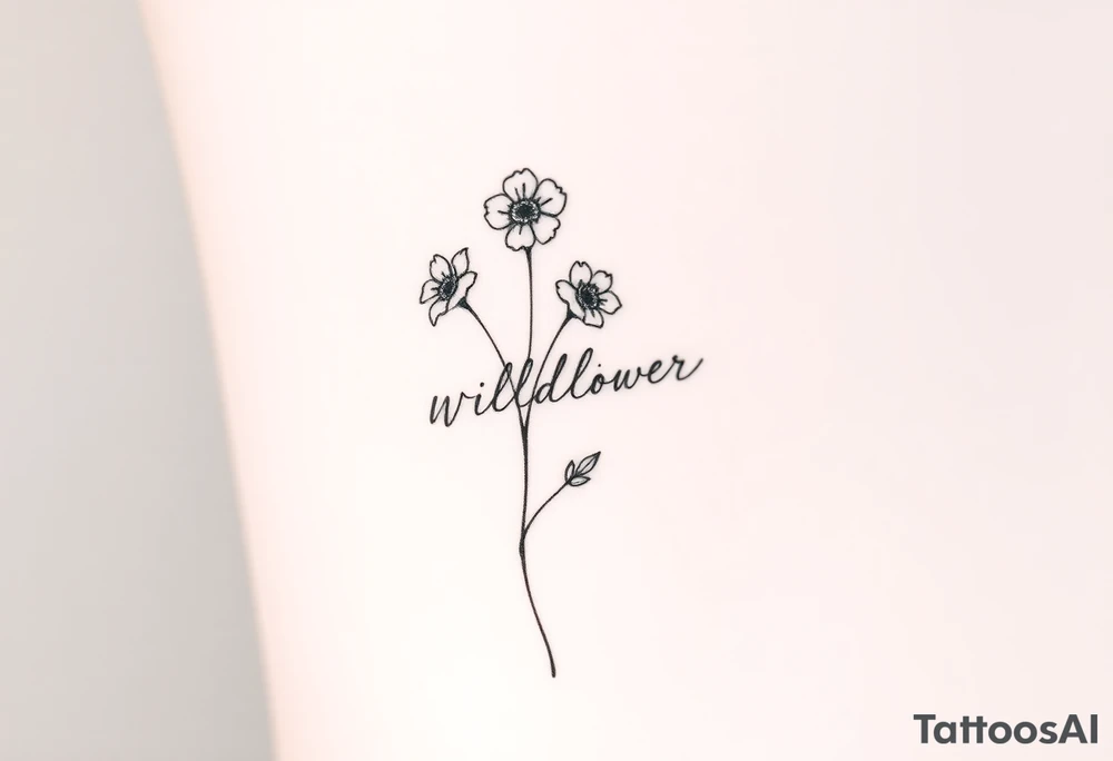 Wildflower written in stem tattoo idea