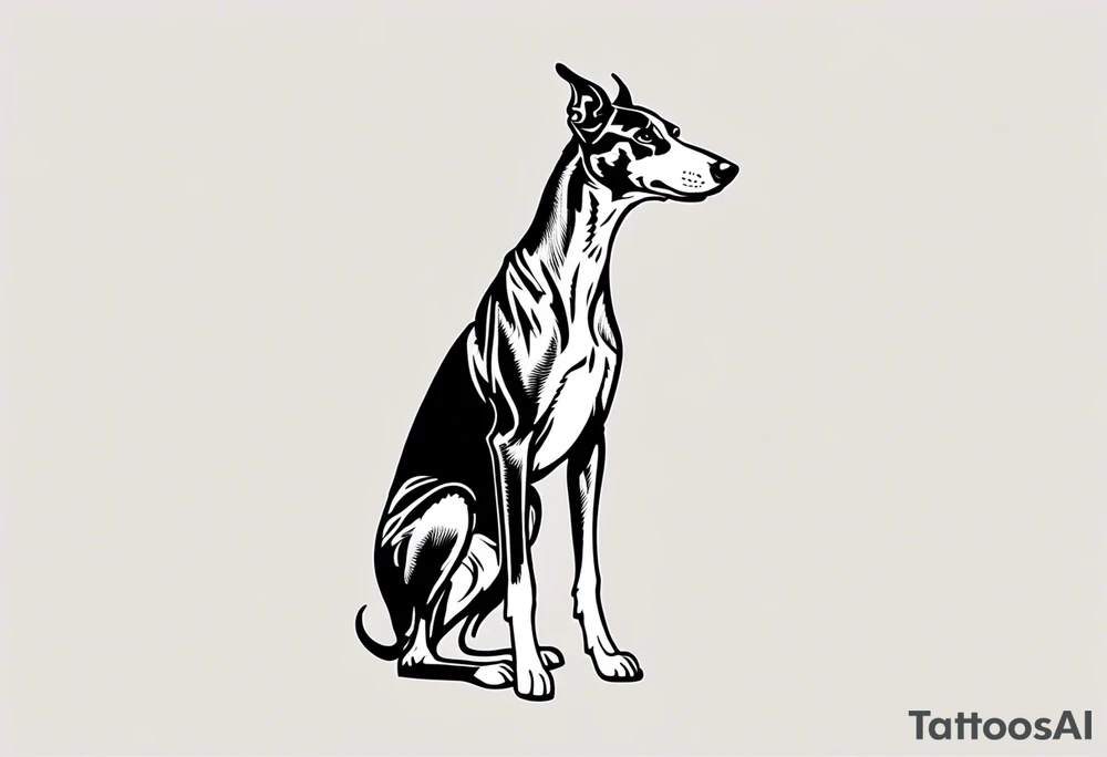 Punk greyhound standing on hind legs wearing leather jacket tattoo idea