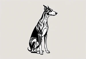 Punk greyhound standing on hind legs wearing leather jacket tattoo idea