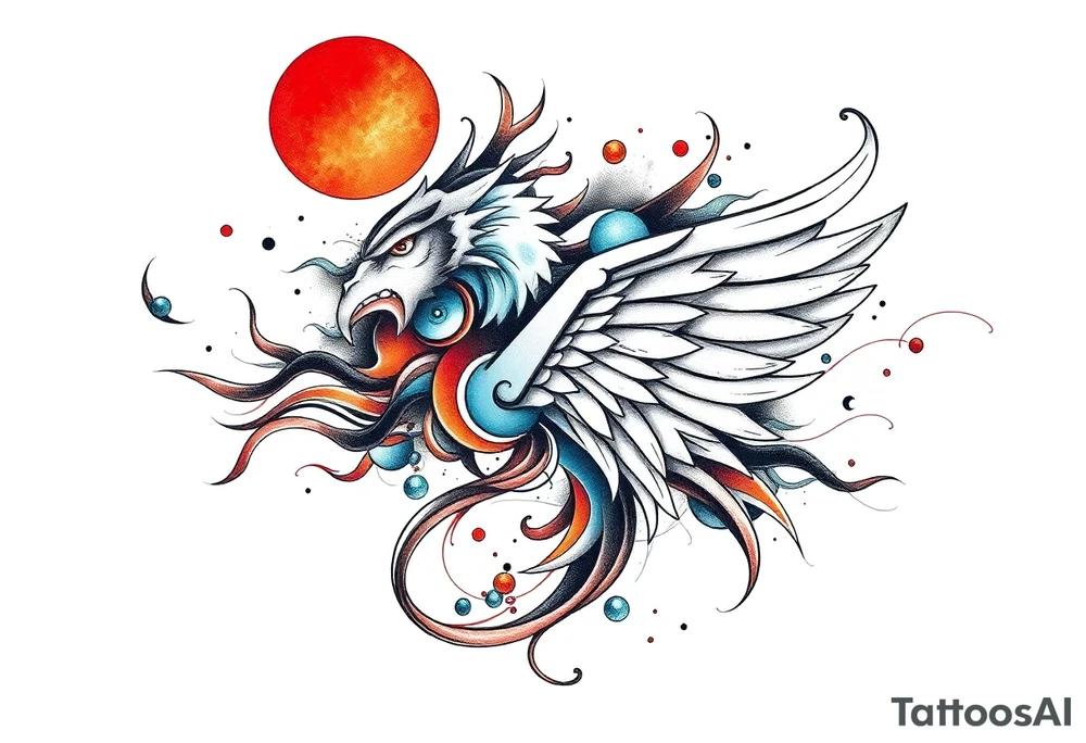 A tatuagem deve expressar força, liberdade e conexão com a multiplicidade da vida, incorporando elementos abstratos e fluidos, com linhas que sugiram movimento e transformação contínua. Evite clichês e busque um design original e significativo. Utilize técnicas de miimalismo, pontilhismo e aquarela. tattoo idea