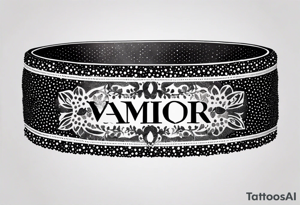 words "amor vincit omnia" shaped like a bracelet tattoo idea