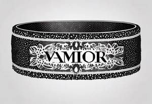 words "amor vincit omnia" shaped like a bracelet tattoo idea