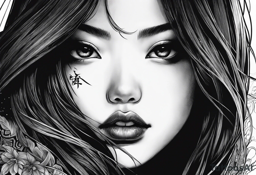 Tomie by Juji Ito half of face is beautiful another face is monstrous tattoo idea