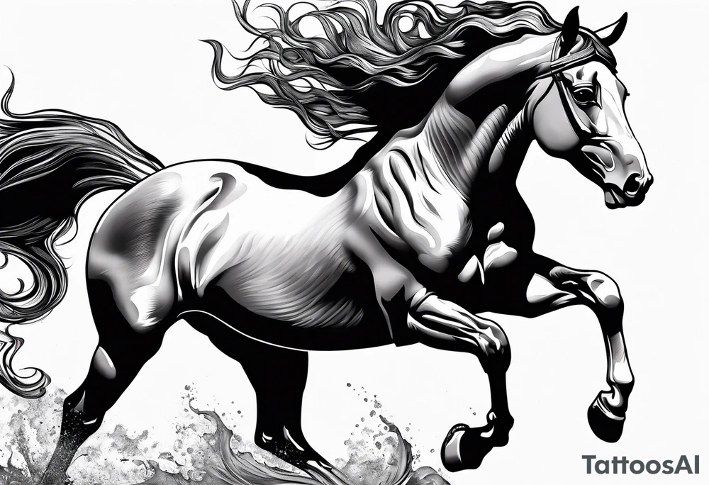 Turn pink ribbon into bucking horse tattoo idea