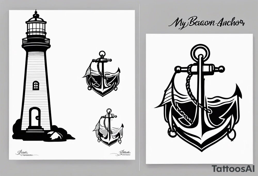 Lighthouse and anchor that says "my beacon, my anchor" tattoo idea Lighthouse and anchor that says "my beacon, my anchor" tattoo idea