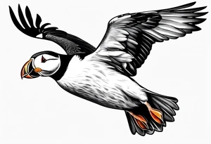 a flying puffin no background (only black and white)
 - forarm Tattoo tattoo idea