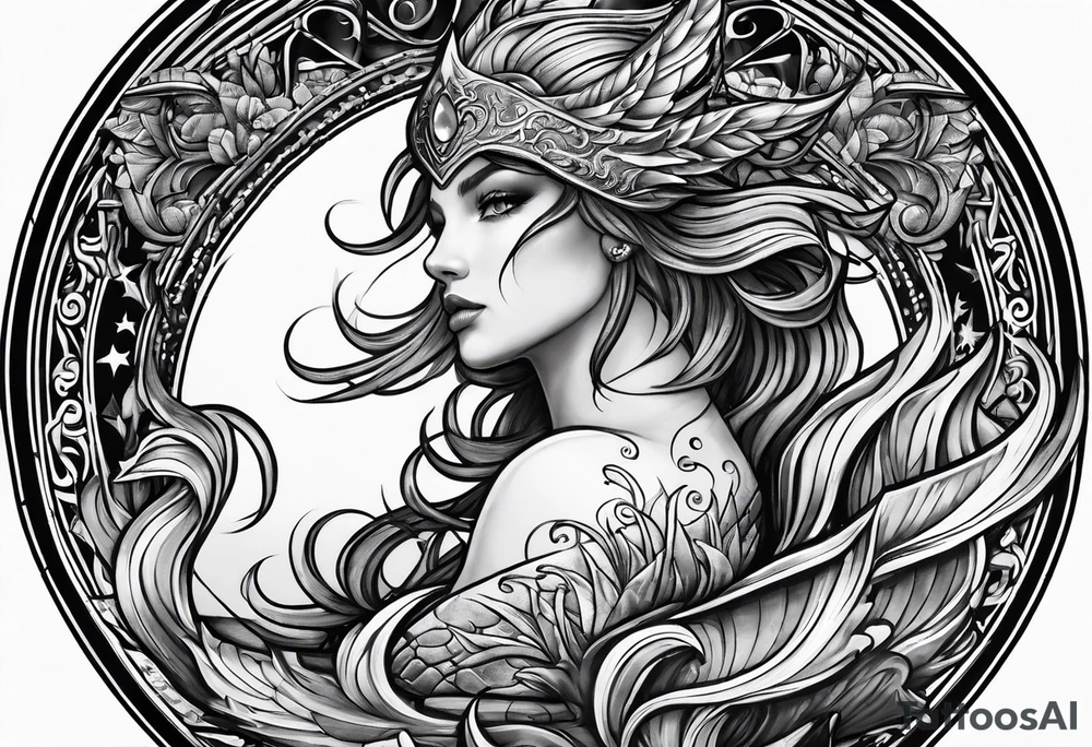 A triton wrapped in powerful lighting tattoo idea