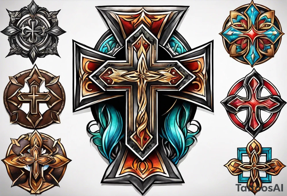 simple leather cross tattoo idea