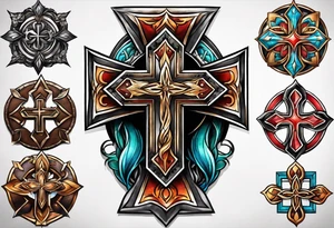 simple leather cross tattoo idea