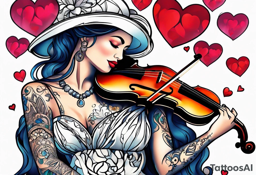 Kevonne with hearts and music notes tattoo idea