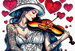 Kevonne with hearts and music notes tattoo idea