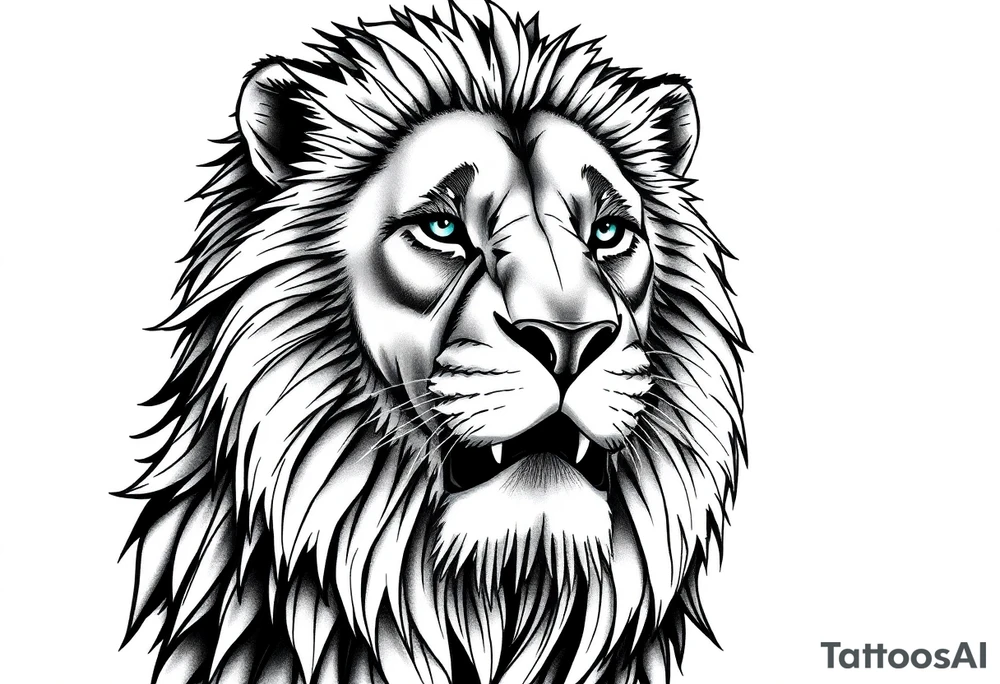 powerful majestic lion, close-up tattoo idea