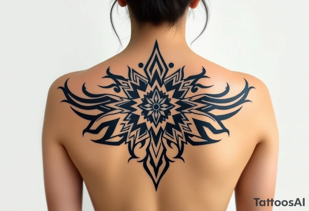 Extra large female back Mandela tattoo idea