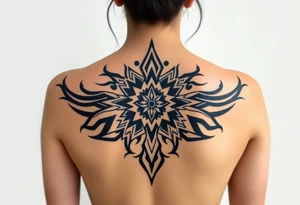 Extra large female back Mandela tattoo idea