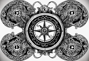 Traditional Celtic styled knot work combined with a steampunk biomechanical sleeve design and has a pirate compass in it tattoo idea