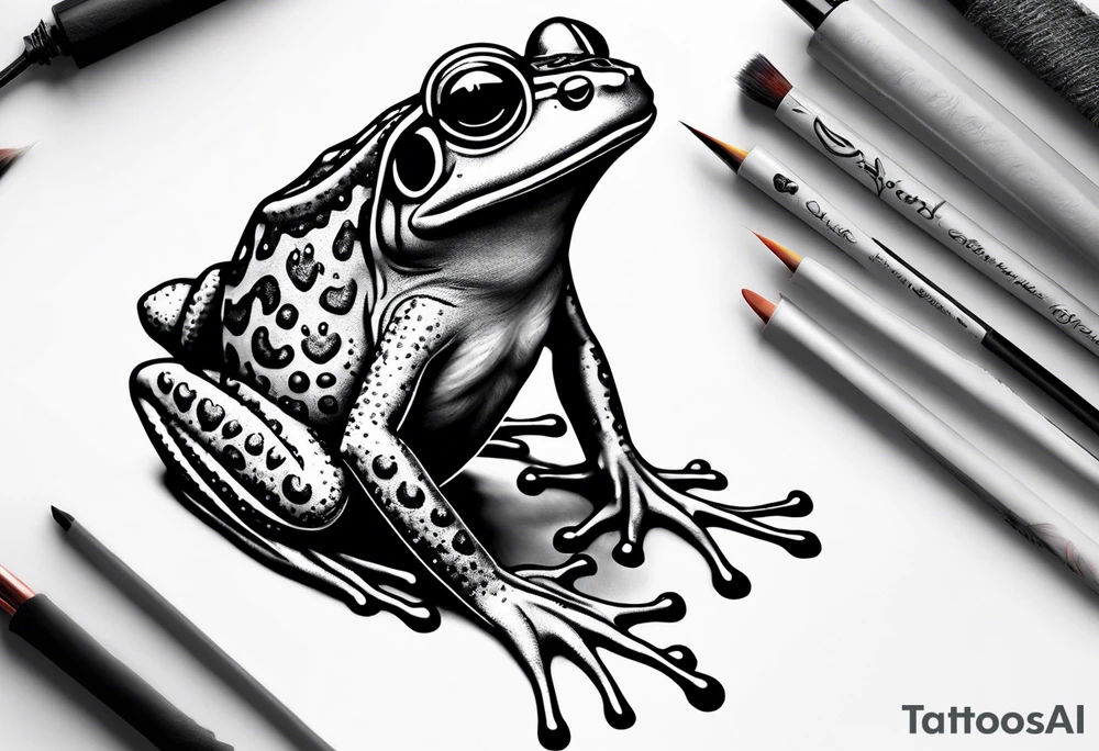 Frog holding pride flag tattoo idea