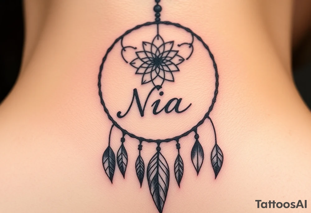 Name Nia in a  dreamcatcher tattoo idea