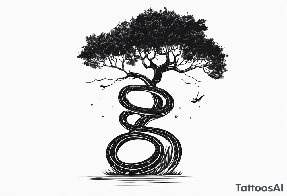 Serpent in a tree
with the quote “ if I cannot bed the will of heaven, then I shall move hell” tattoo idea