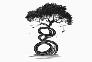 Serpent in a tree 
with the quote “ if I cannot bed the will of heaven, then I shall move hell” tattoo idea
