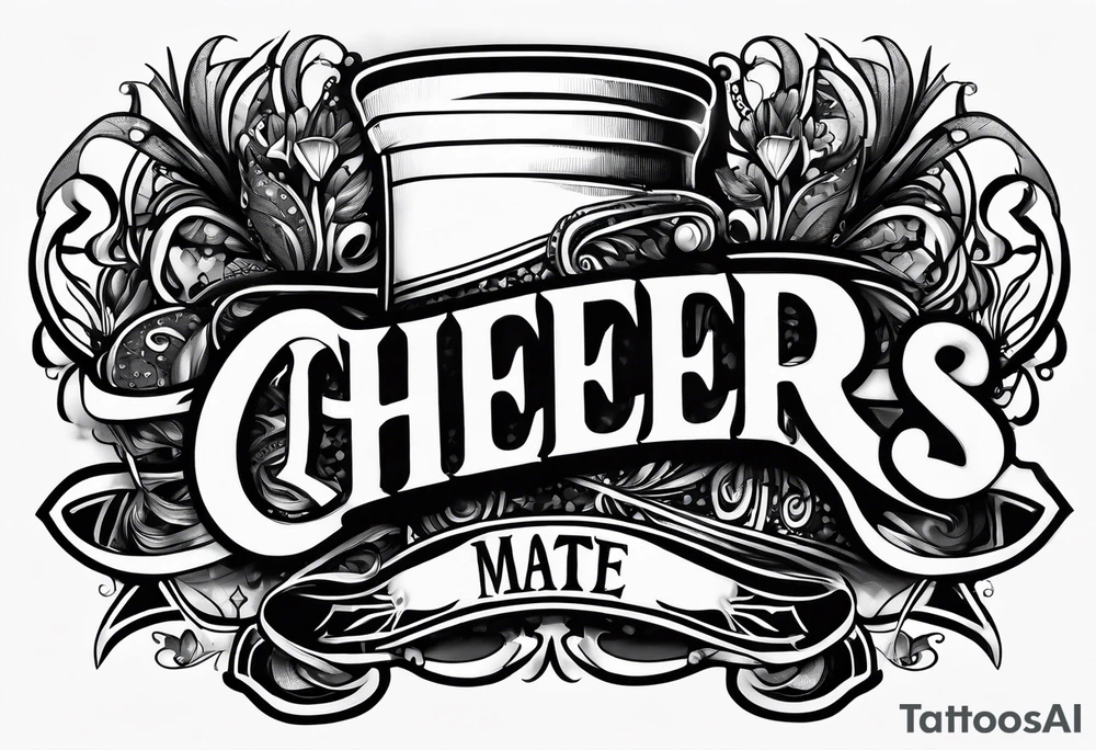 Cheers Mate text, armband +Cancer Ribbon tattoo idea