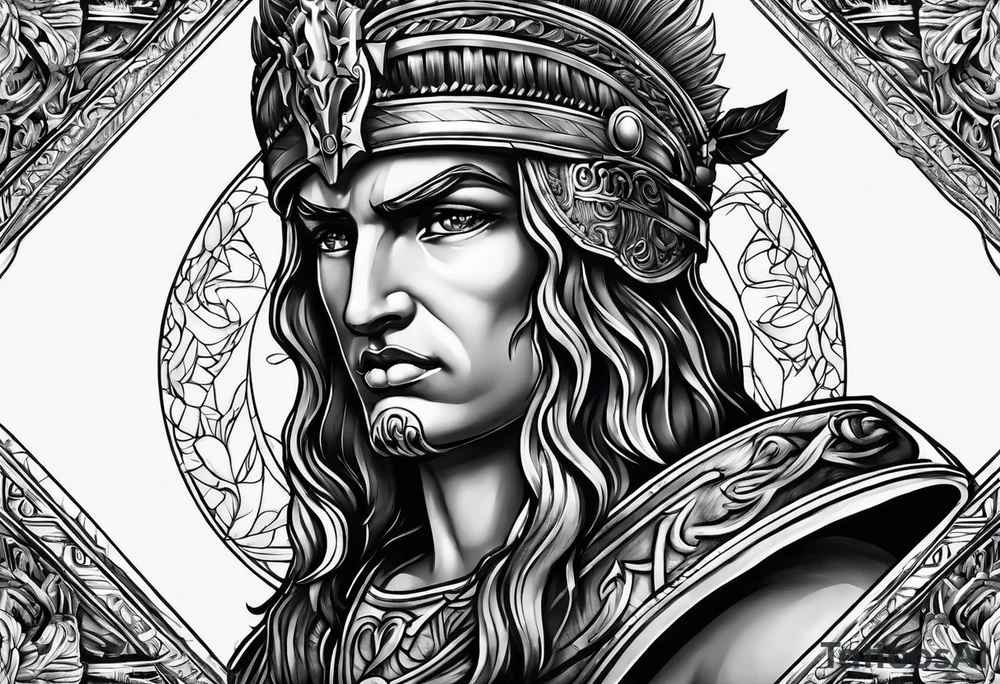 make a roman mythology themed tattoo with a dark theme tattoo idea