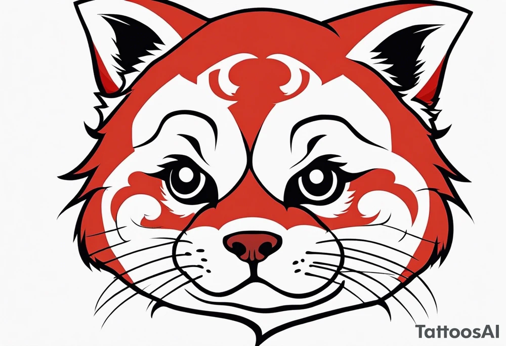 Red panda lucky cat tattoo idea