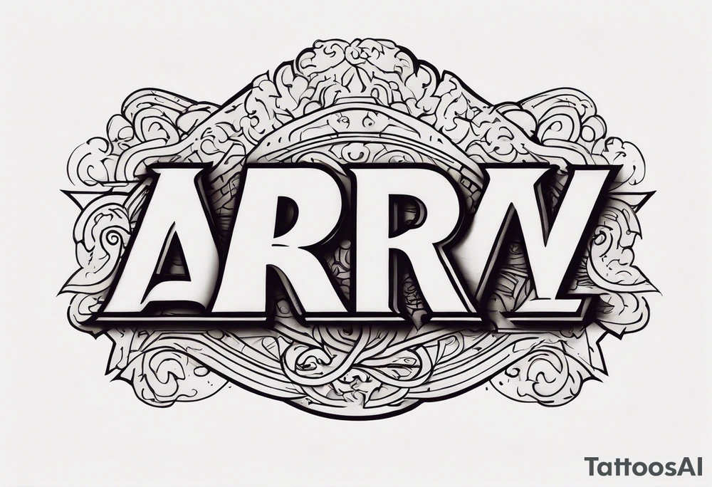 The letters AR together with the words always ready going down the side of the letters tattoo idea
