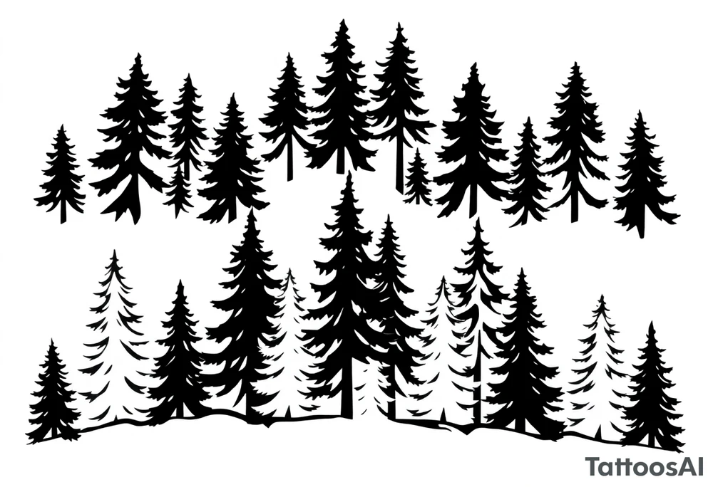 Coniferous forest the trees are black and gray tattoo idea Coniferous forest the trees are black and gray tattoo idea