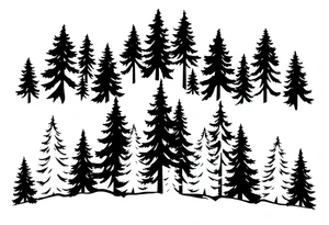 Coniferous forest the trees are black and gray tattoo idea