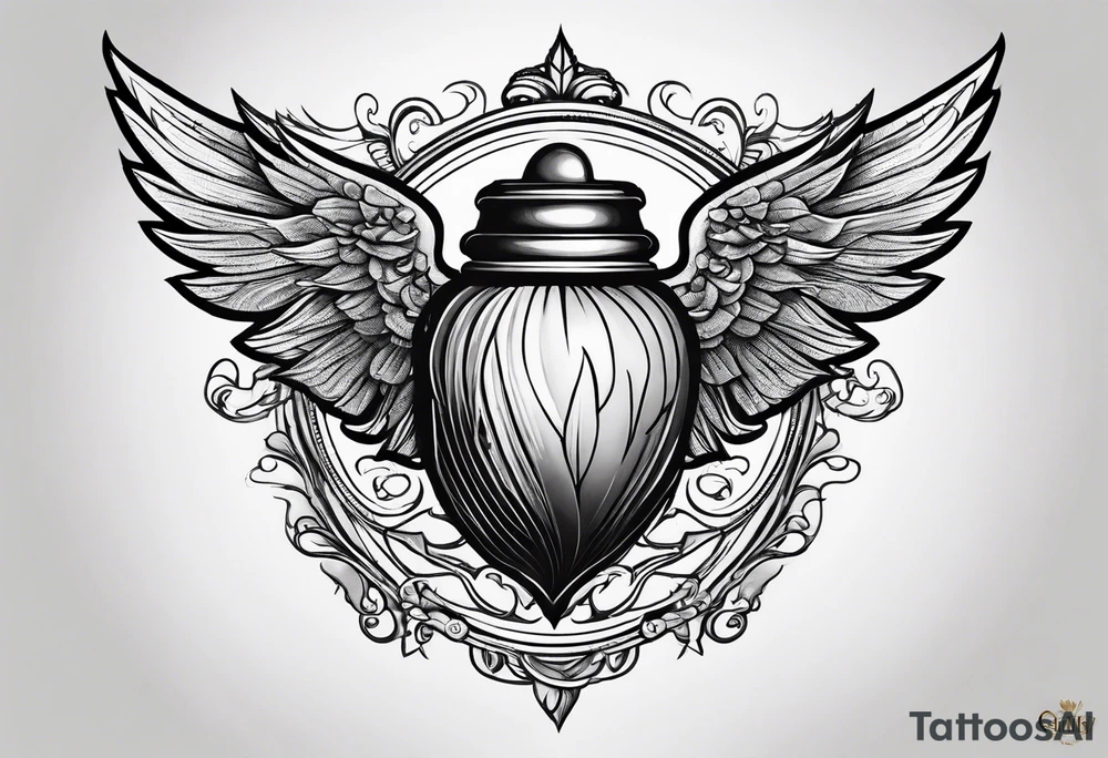 Flying acorn with wings tattoo idea