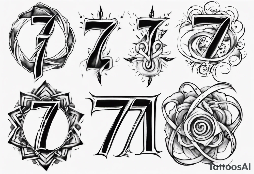 Tattoo involving the number 7, 11 and INFINITE SYMBOL tattoo idea
