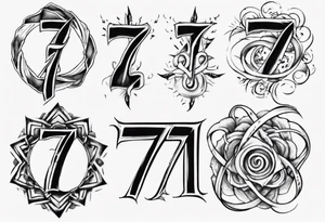 Tattoo involving the number 7, 11 and INFINITE SYMBOL tattoo idea