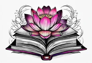 Lotus flower stack of books doorway to another world tattoo idea