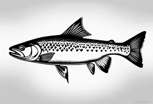 "A small tattoo featuring a lovestruck trout as the main theme, drawn without lines, using only color combinations." tattoo idea