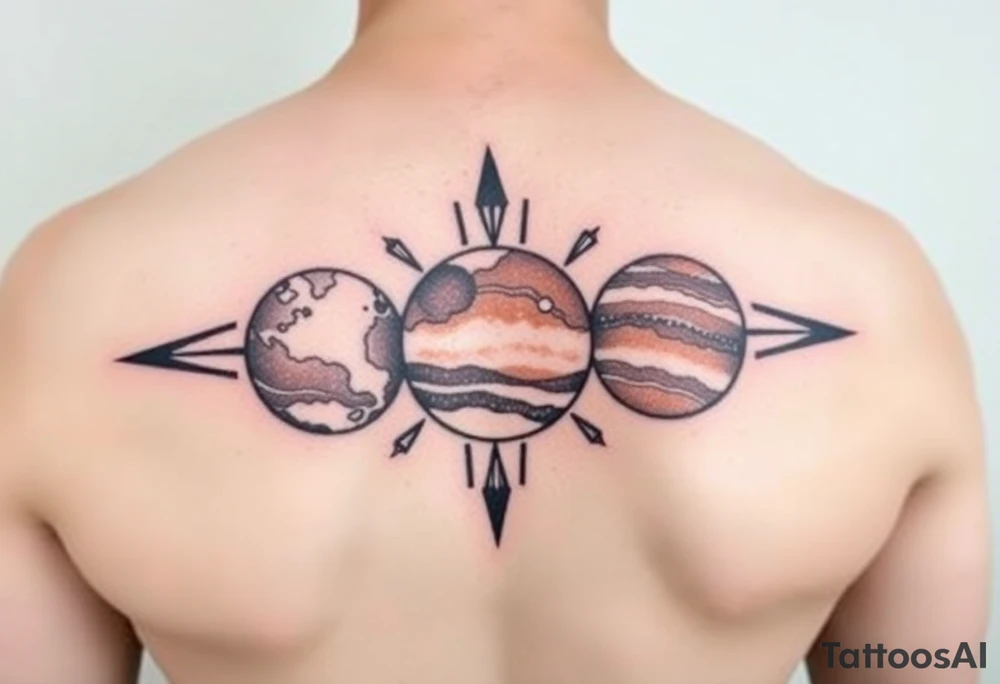 3 planet horizontal tattoo idea