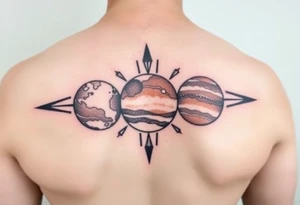 3 planet horizontal tattoo idea