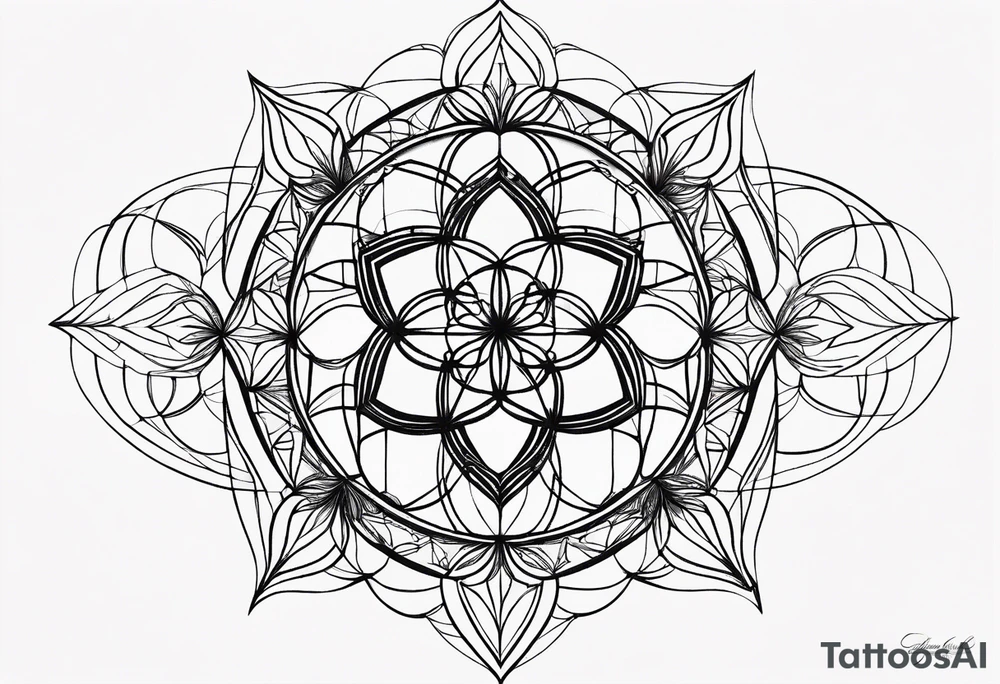 Linear minimalistic flower of life, tattoo idea